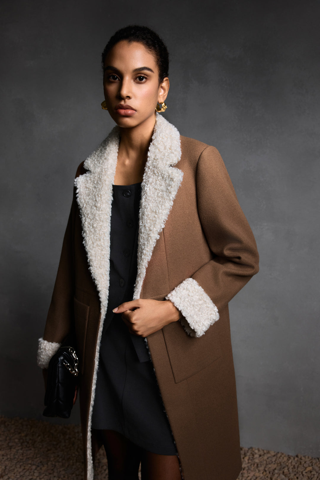 Lapel Collar Long Sleeve Coat