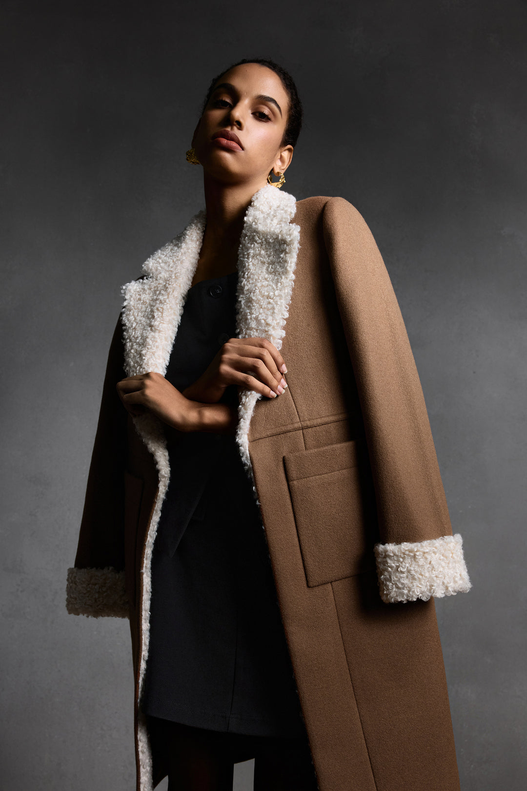 Lapel Collar Long Sleeve Coat