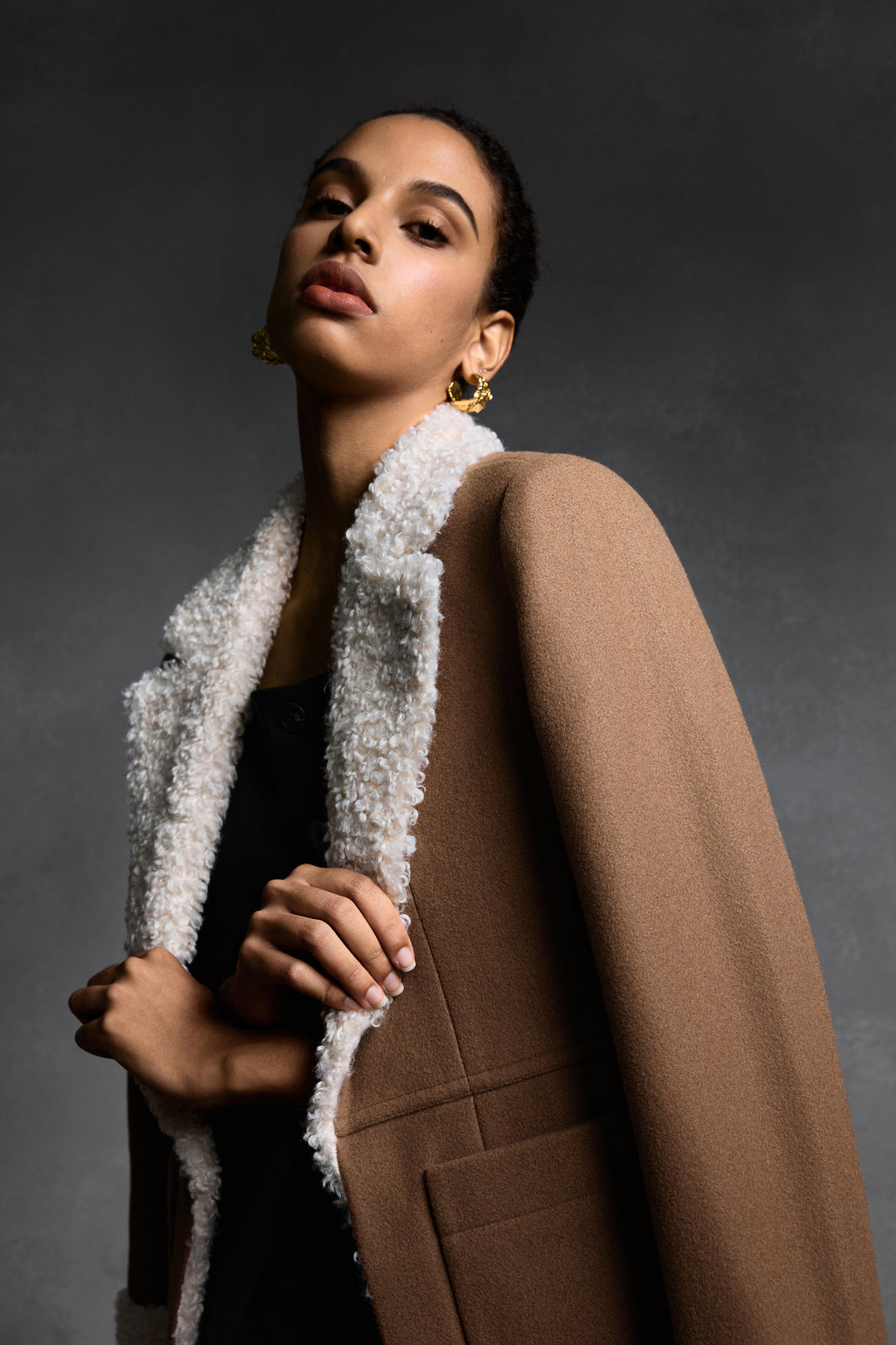 Lapel Collar Long Sleeve Coat