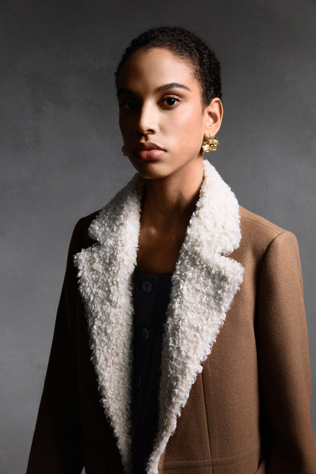 Lapel Collar Long Sleeve Coat