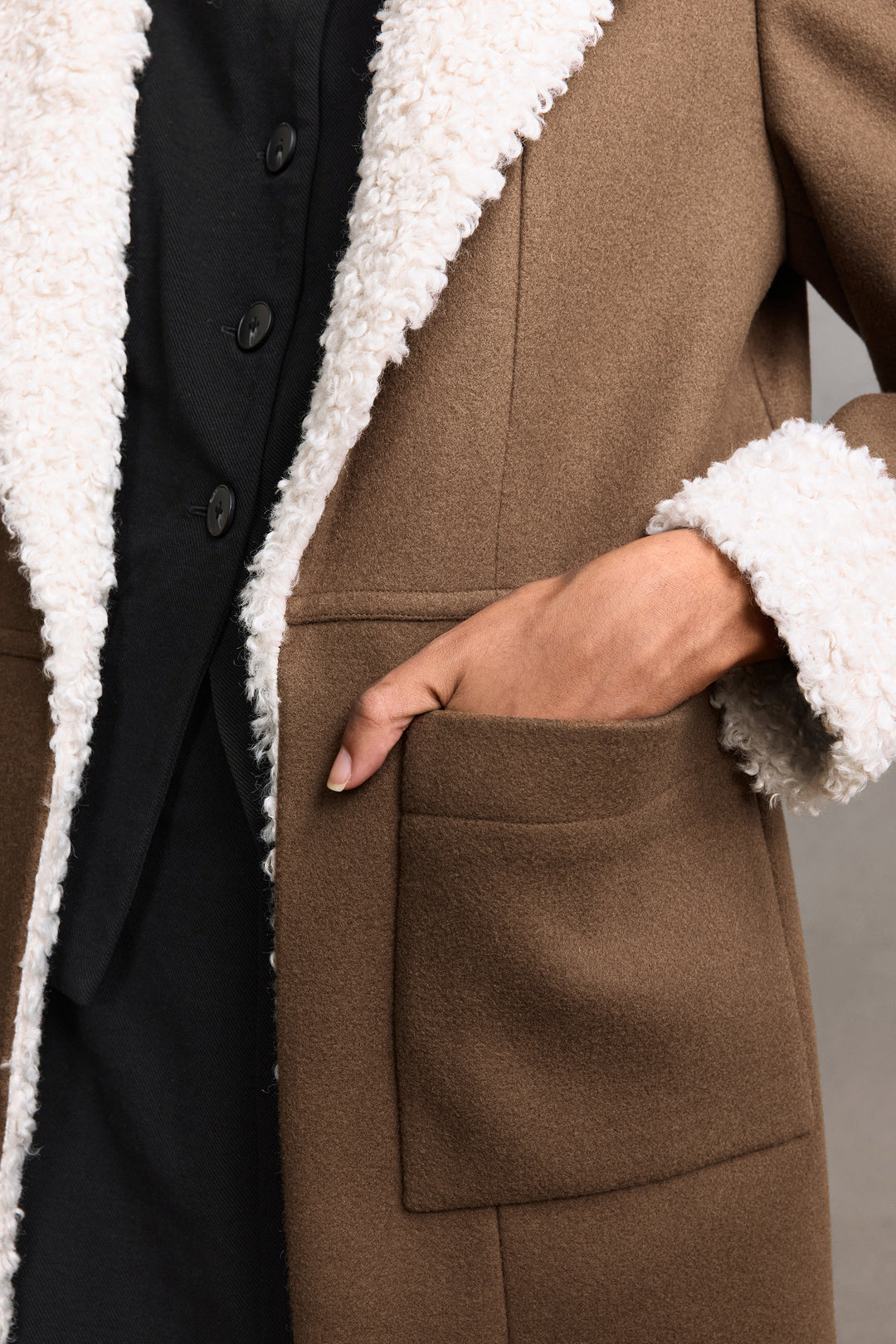 Lapel Collar Long Sleeve Coat