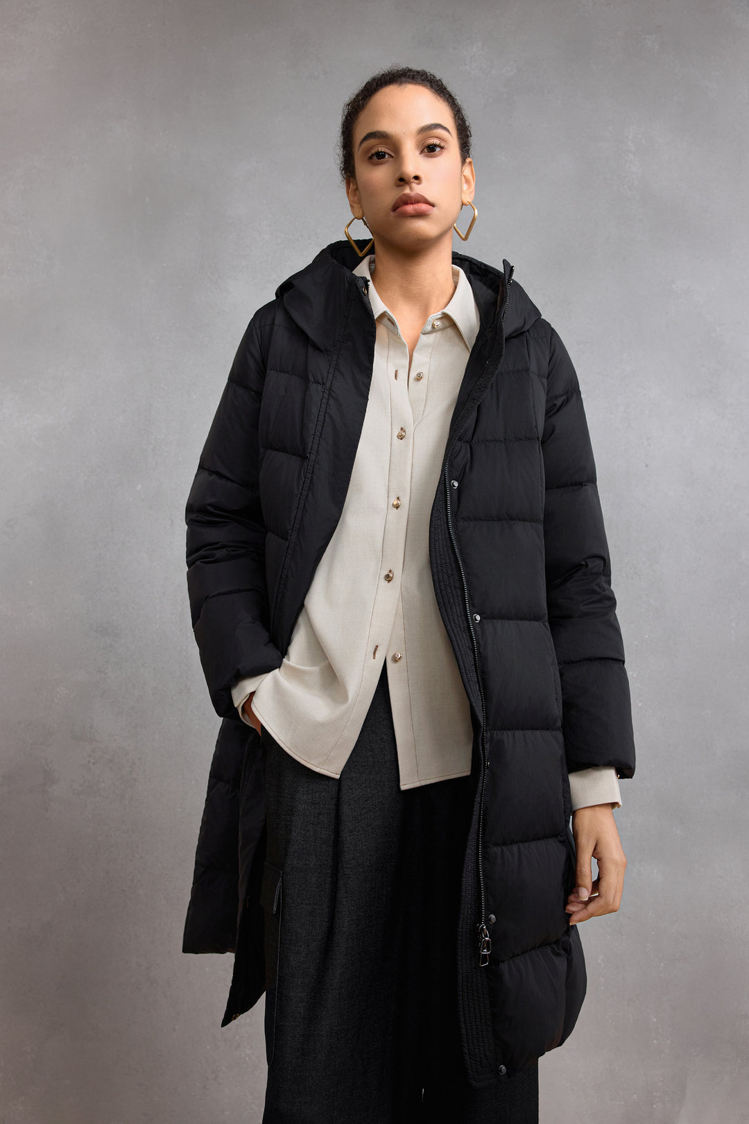 Teflon Hooded Down Jacket