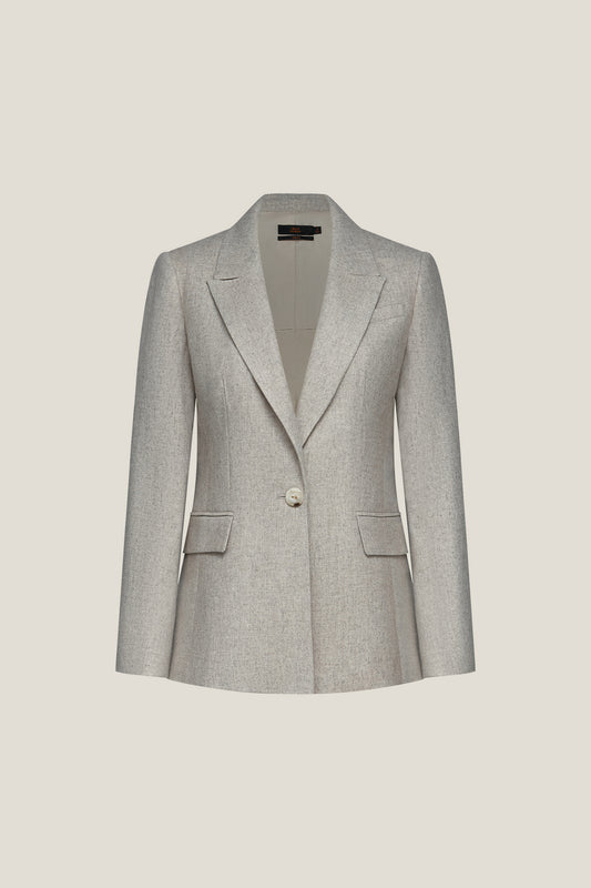 BLAACK WOMAN-blaack-peak-lapel-long-sleeve-suit-blazer-58914013-Beige