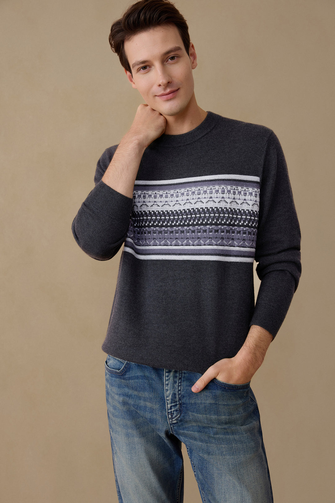 G2000 MAN-crew-neck-knit-sweater-59177023-Grey