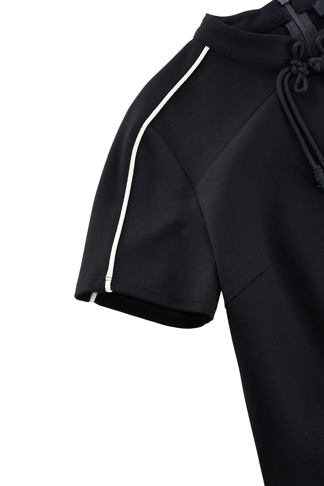 Mandarin Collar Short Sleeve Dress