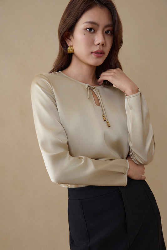 G2000 WOMAN-round-neck-long-sleeve-blouse-59241011-Beige