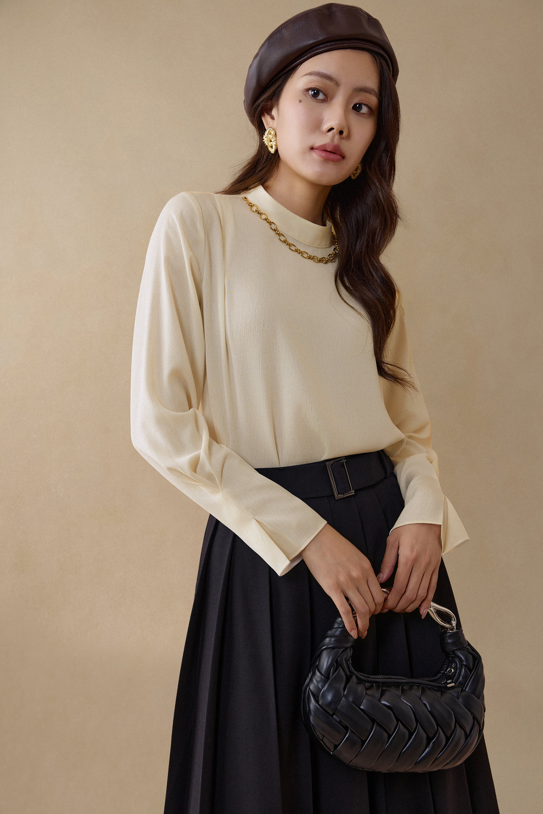 G2000 WOMAN-stand-collar-long-sleeve-blouse-59241061-Beige