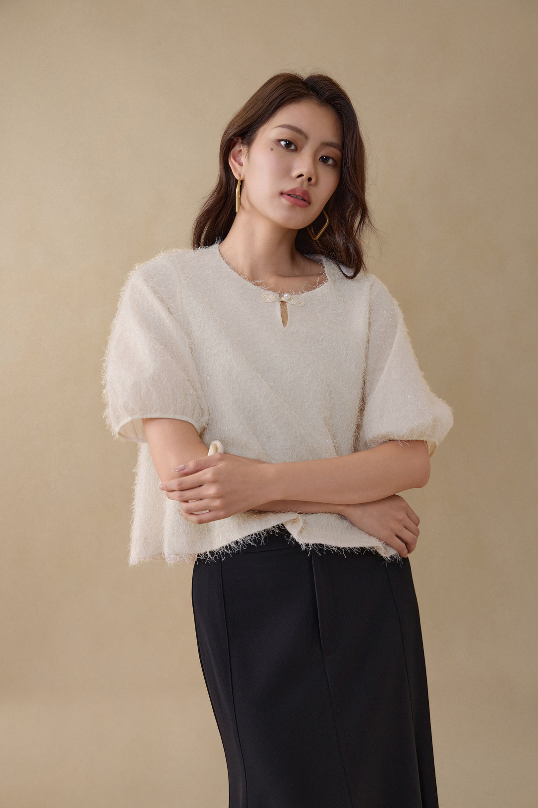 G2000 WOMAN-round-neck-three-quarter-sleeve-blouse-59241440-White