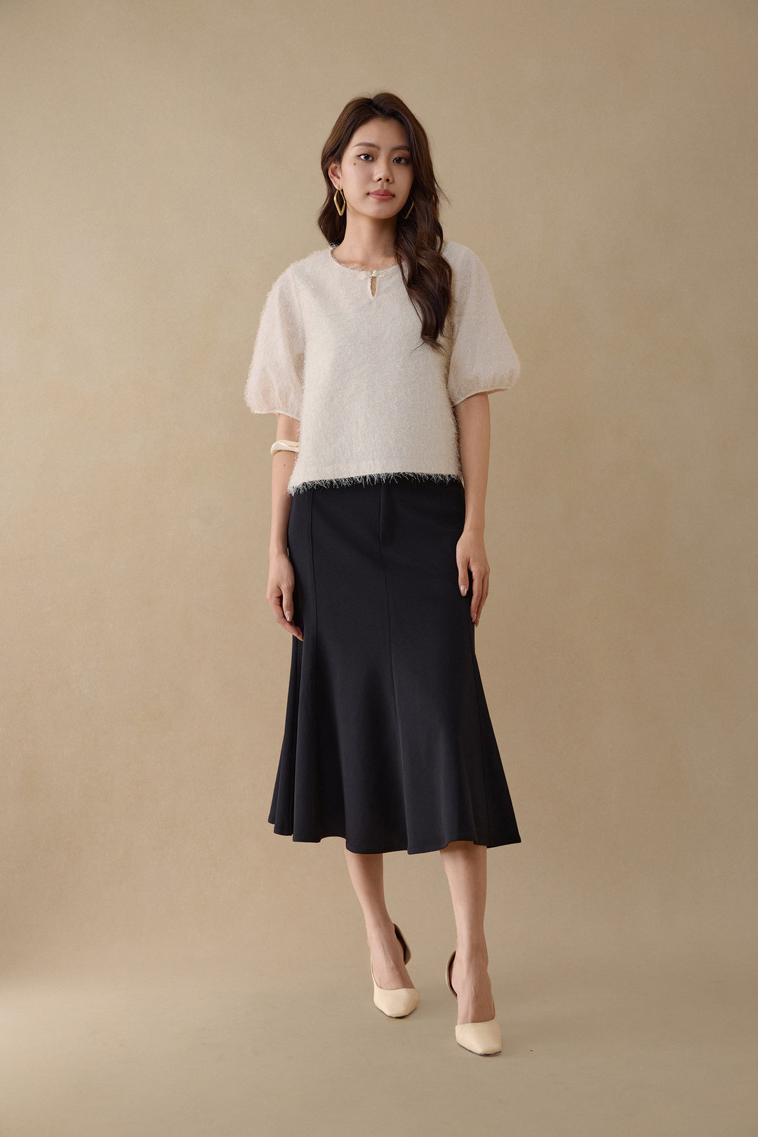 Textured Round Neck Blouse