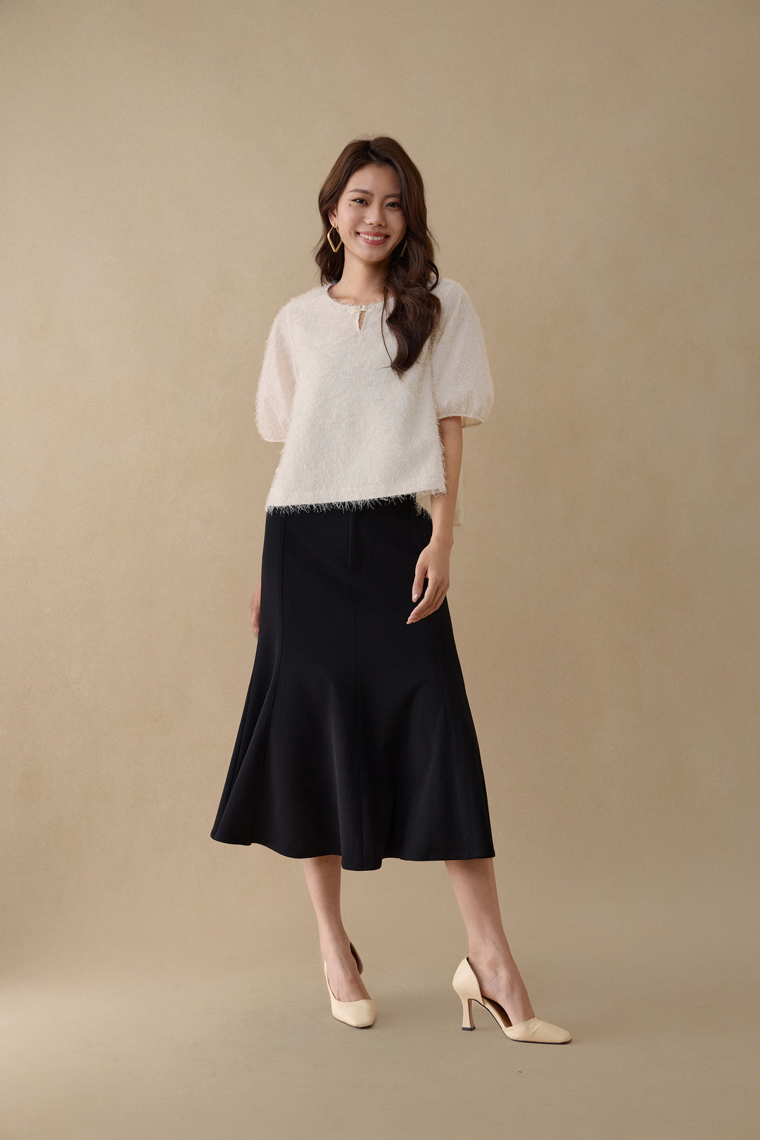 Textured Round Neck Blouse