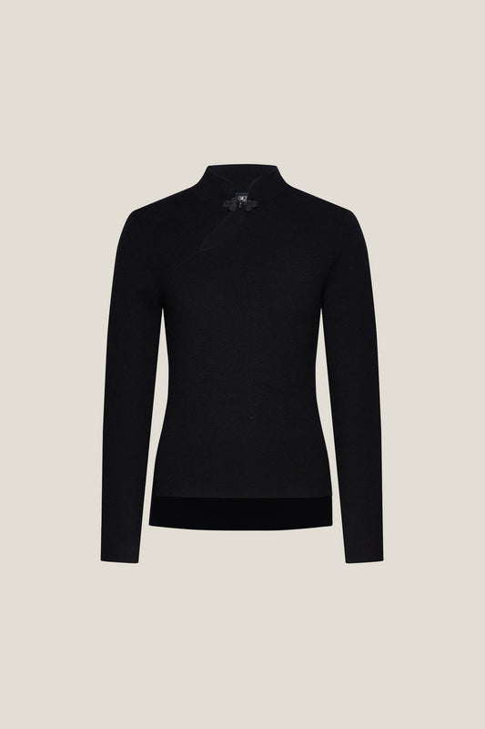 G2000 WOMAN-mandarin-collar-long-sleeve-knit-sweater-59275011-Black