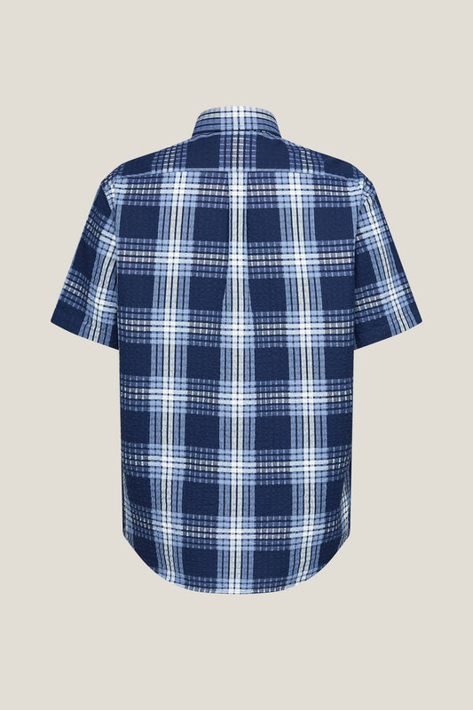 Cotton Blend Short-Sleeve Casual Shirt