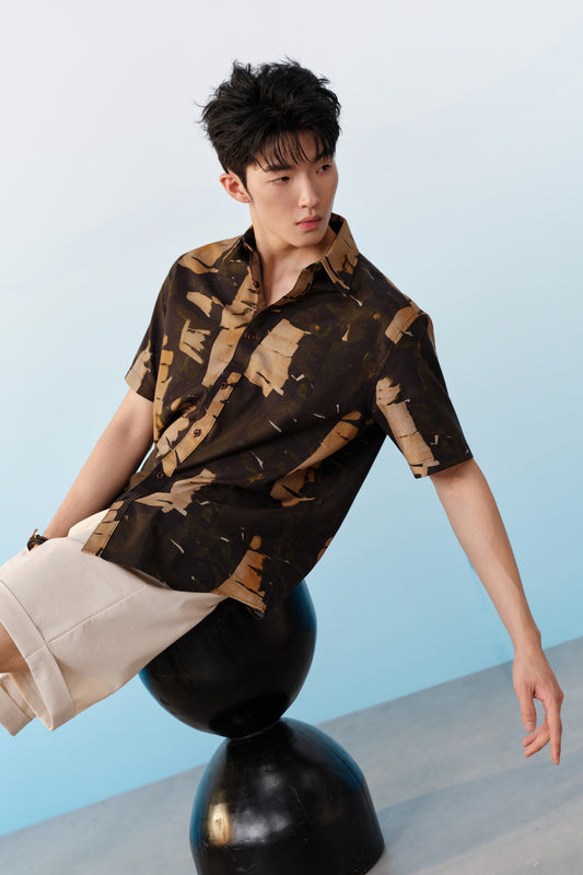 G2000 MAN-non-iron-short-sleeve-casual-shirt-61130864-Brown