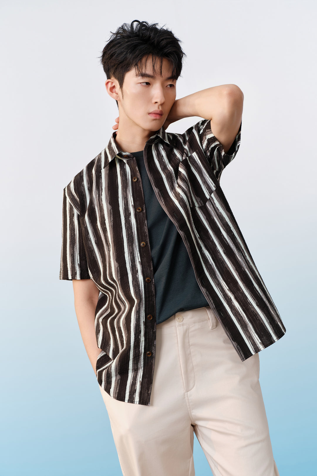 G2000 MAN-comfort-fit-short-sleeve-casual-shirt-61132908-Brown