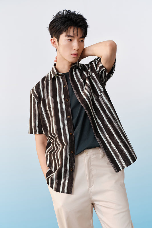 G2000 MAN-comfort-fit-short-sleeve-casual-shirt-61132908-Brown