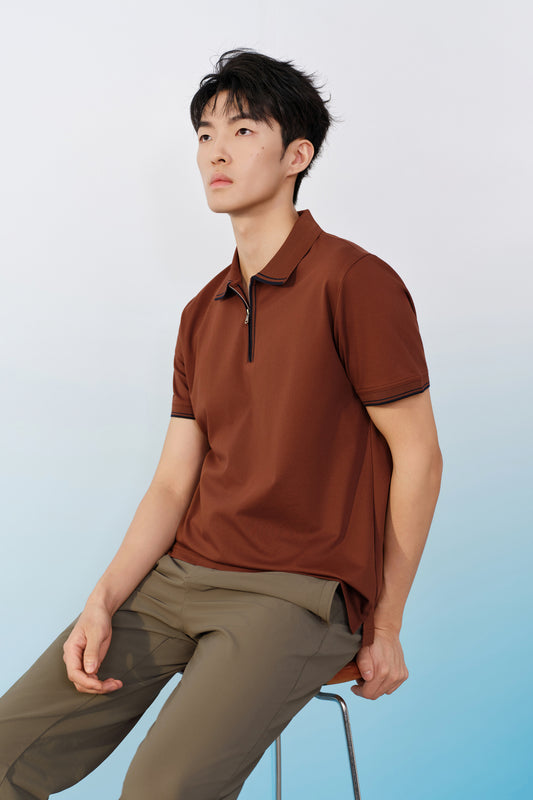 G2000 MAN-mercerized-舒適剪裁-polo-shirt-61143028-Brown