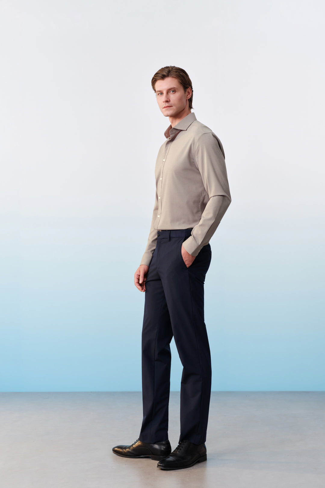 G2000 MAN-cool-touch-平腳無褶-suit-pants-61153015-Blue