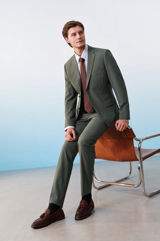 G2000 MAN-three-proof-finish-hidden-elastic-waistband-suit-pants-61153055-Green