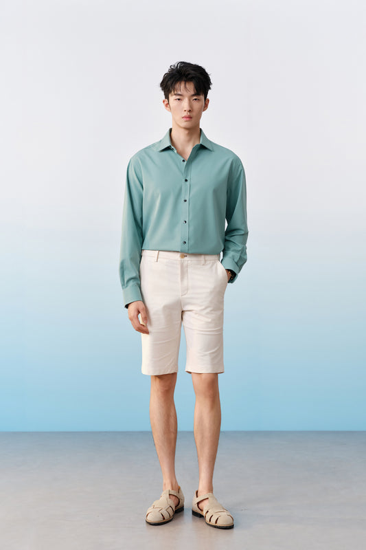 G2000 MAN-hidden-elastic-waistband-cotton-blend-casual-shorts-61161019-Beige