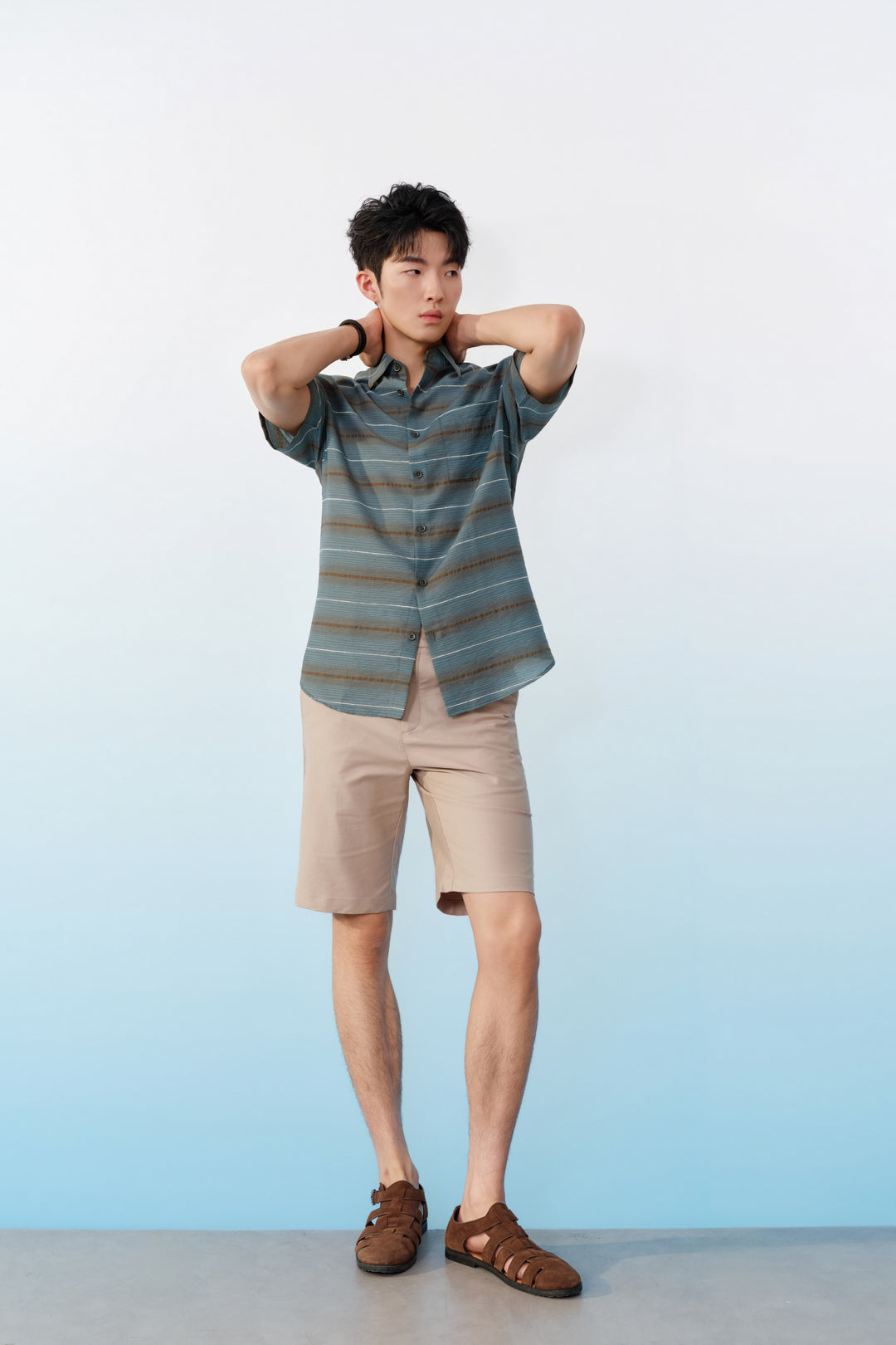 G2000 MAN-hidden-elastic-waistband-cotton-blend-casual-shorts-61161019-Beige