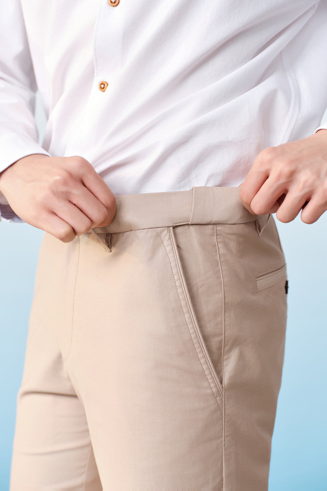 Hidden Elastic Waistband | Cotton Blend Chinos