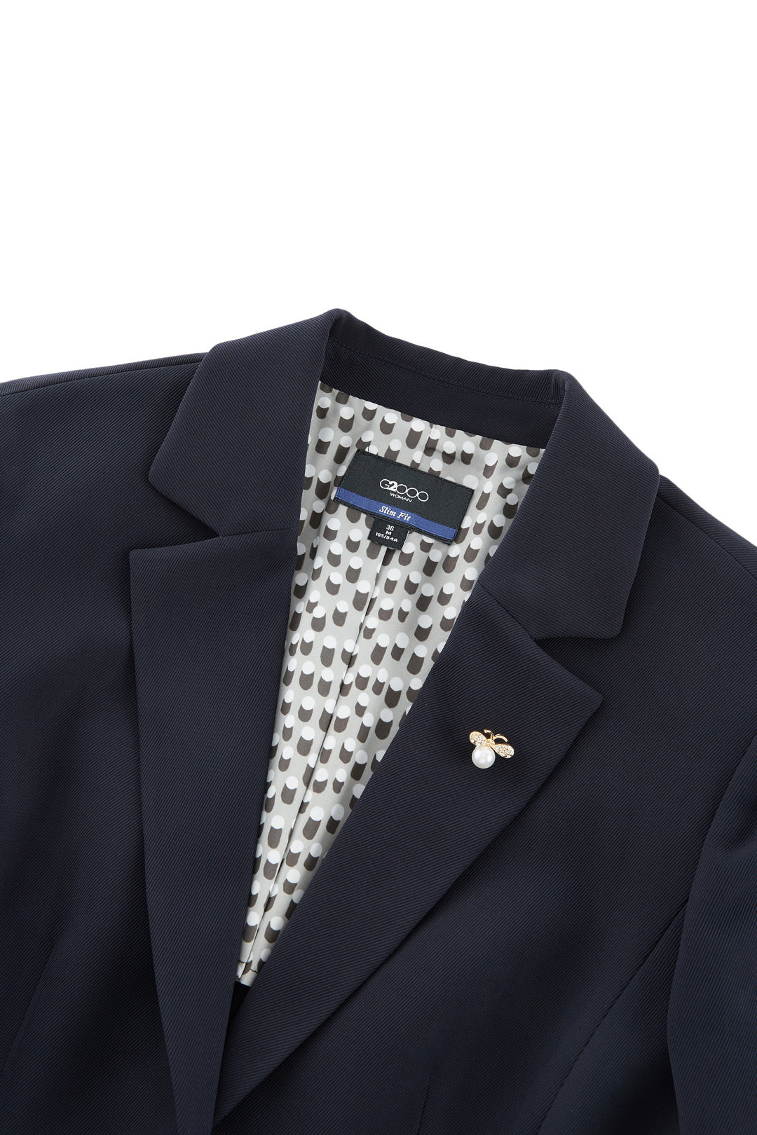 Cool Touch Notch Lapel Suit Blazer With Brooch