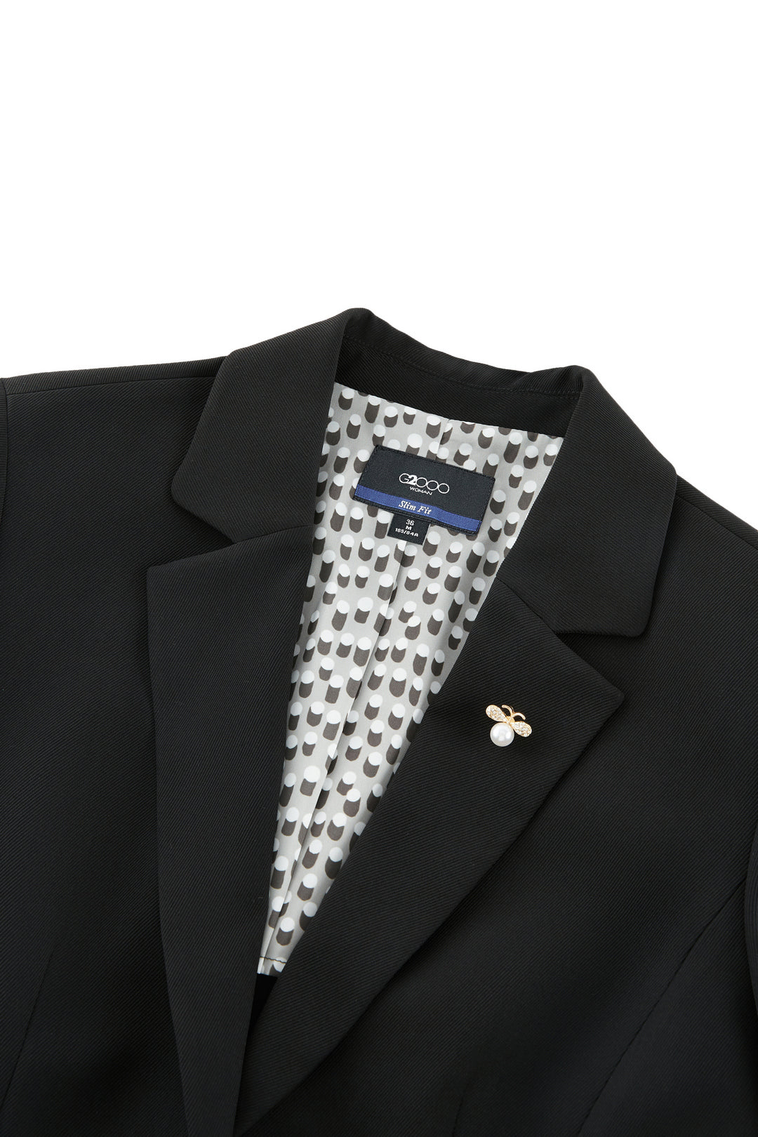 Cool Touch Notch Lapel Suit Blazer With Brooch