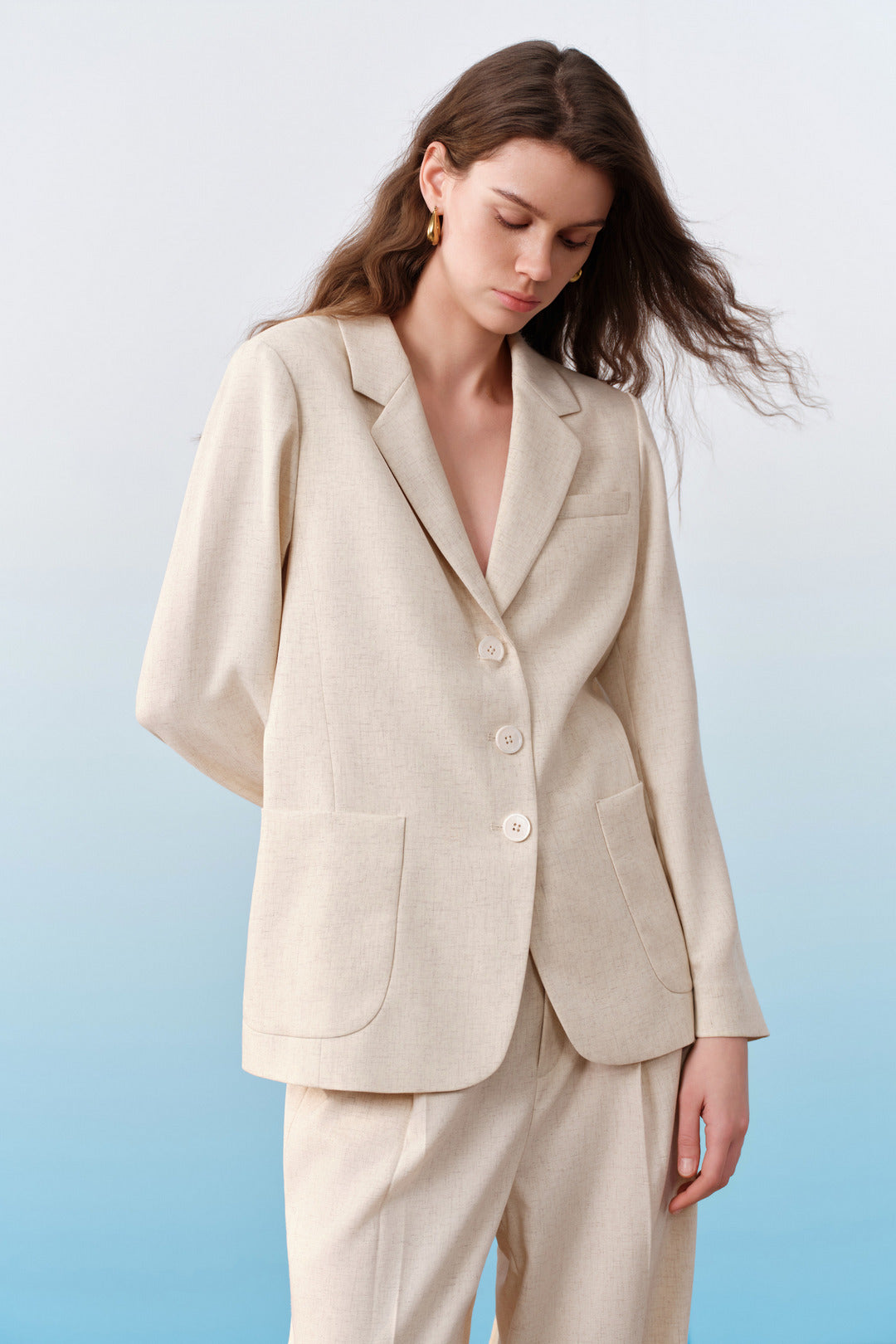 G2000 WOMAN-machine-washable-notch-lapel-suit-blazer-61211065-Beige