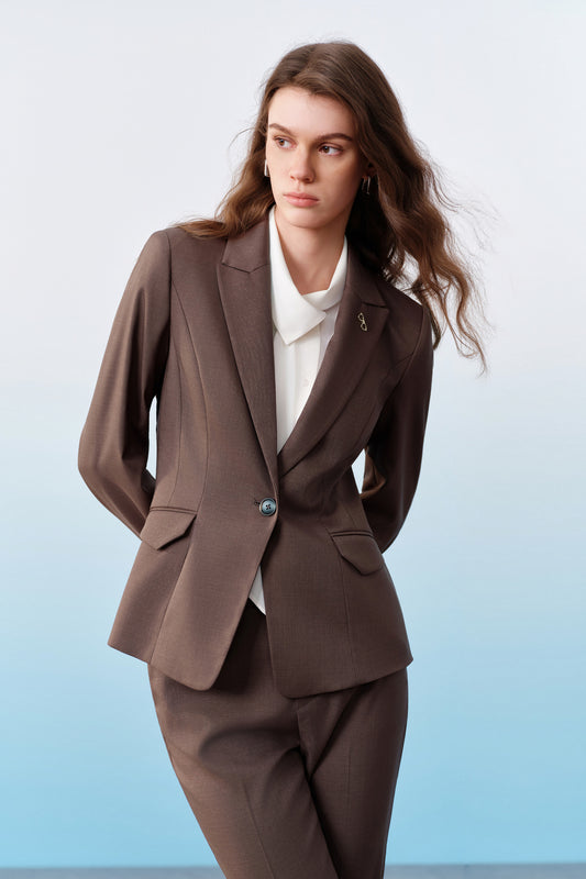 G2000 WOMAN-three-proof-finish-peak-lapel-suit-blazer-61211083-Brown