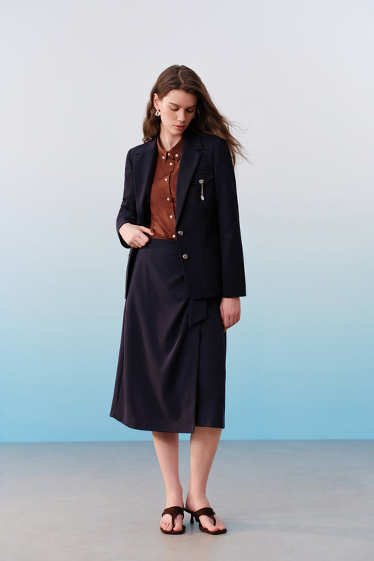 UV Protection 標準領獨立西裝外套(配可拆卸胸針)