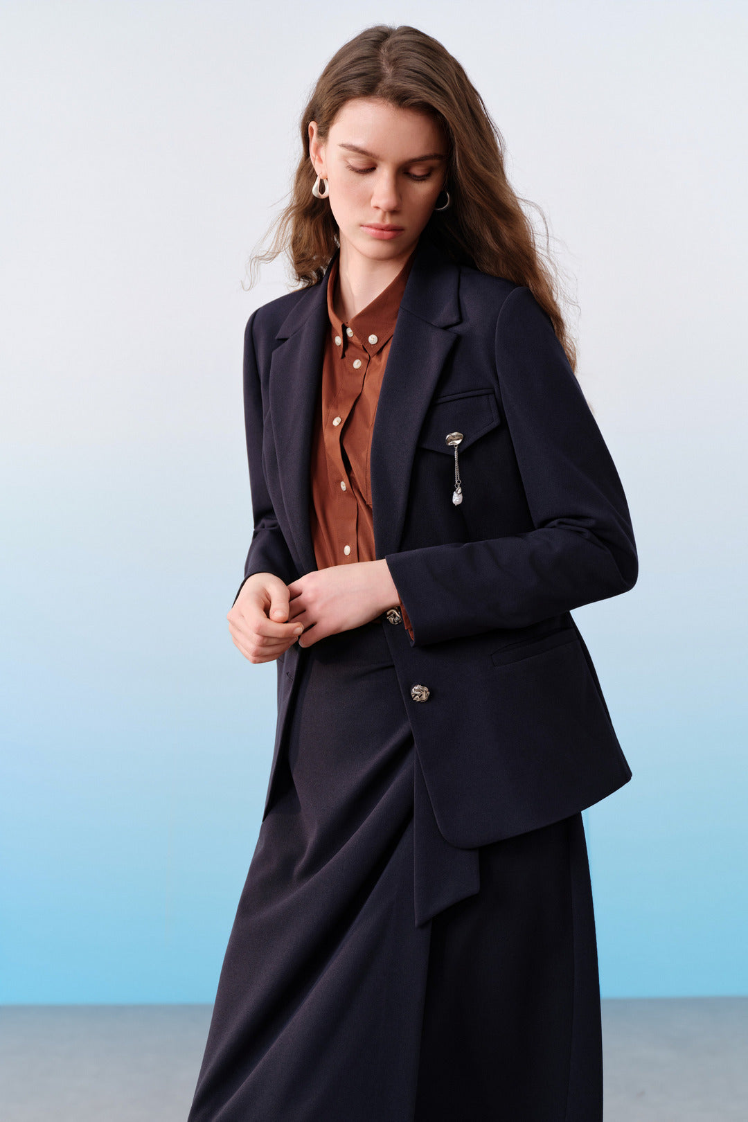 UV Protection | Notch Lapel 標準領獨立西裝外套(配可拆卸胸針)