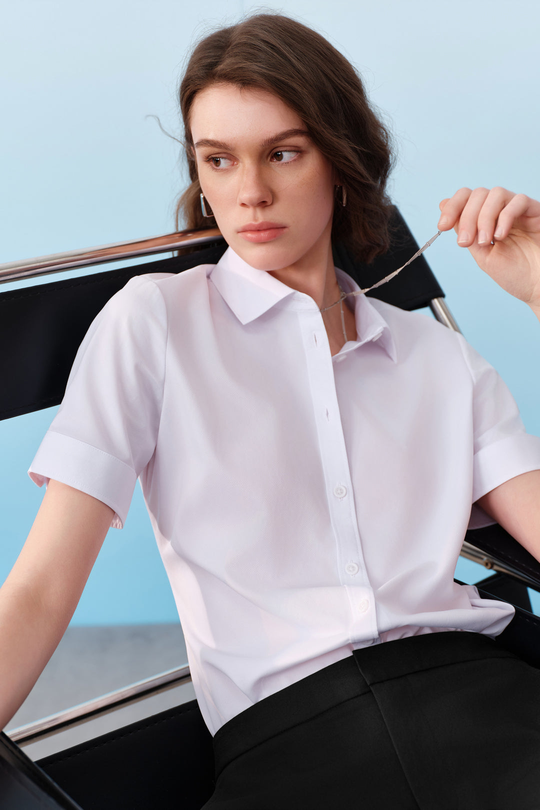 G2000 WOMAN-non-iron-shirt-collar-short-sleeve-dress-shirt-61221803-White