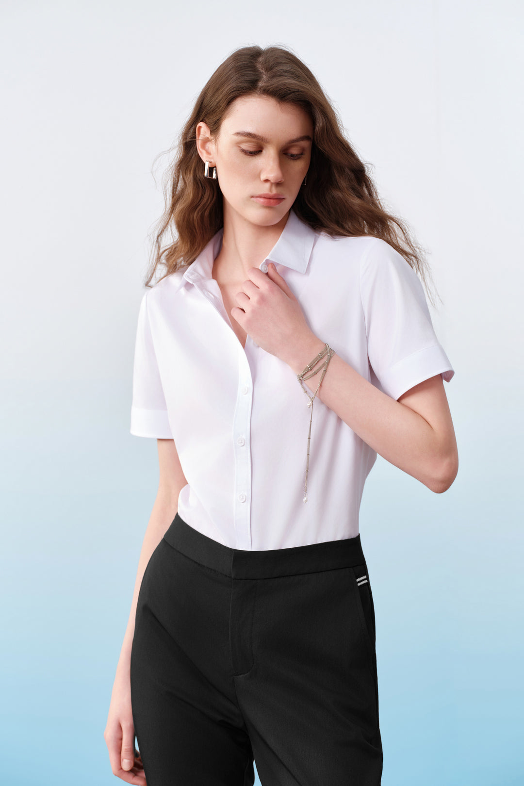 Non-Iron | Shirt Collar 恤衫領短袖商務恤衫(配可拆卸項鍊)