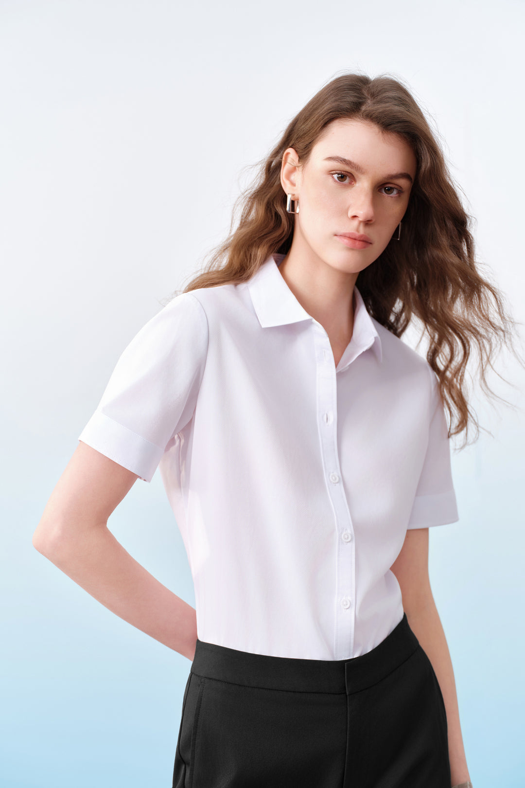 Non-Iron | Shirt Collar 恤衫領短袖商務恤衫(配可拆卸項鍊)