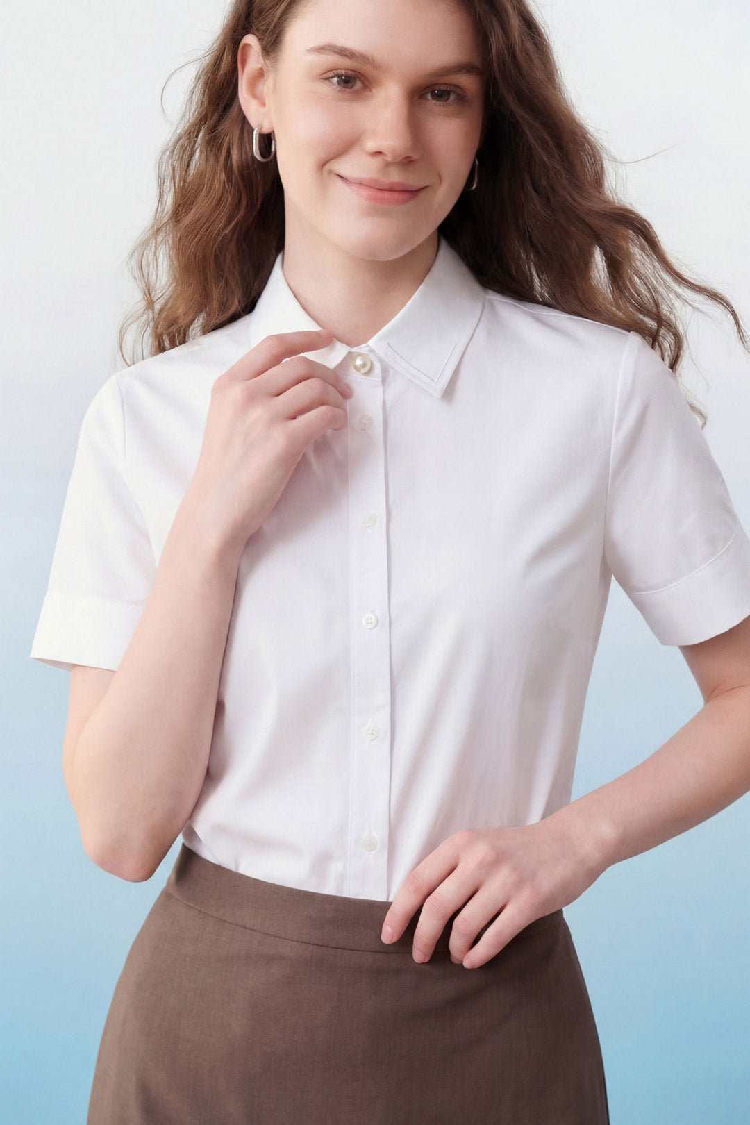 G2000 WOMAN-cool-touch-shirt-collar-short-sleeve-dress-shirt-61222813-White