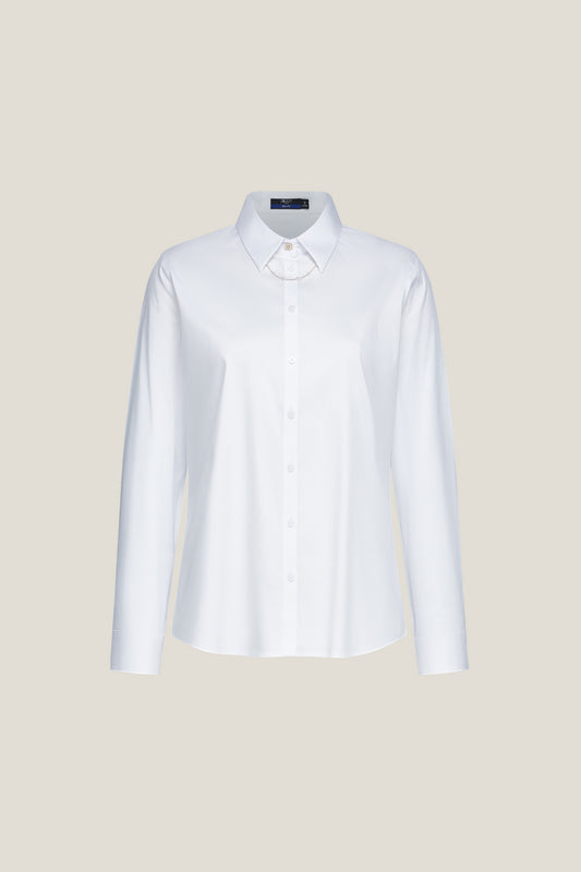 G2000 WOMAN-easy-ironing-shirt-collar-long-sleeve-dress-shirt-with-detachable-pearl-necklace-61223193-White