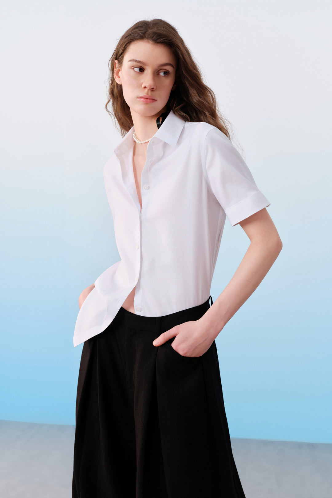 G2000 WOMAN-non-iron-shirt-collar-short-sleeve-dress-shirt-61223743-White