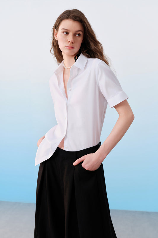 G2000 WOMAN-non-iron-shirt-collar-short-sleeve-dress-shirt-61223743-White