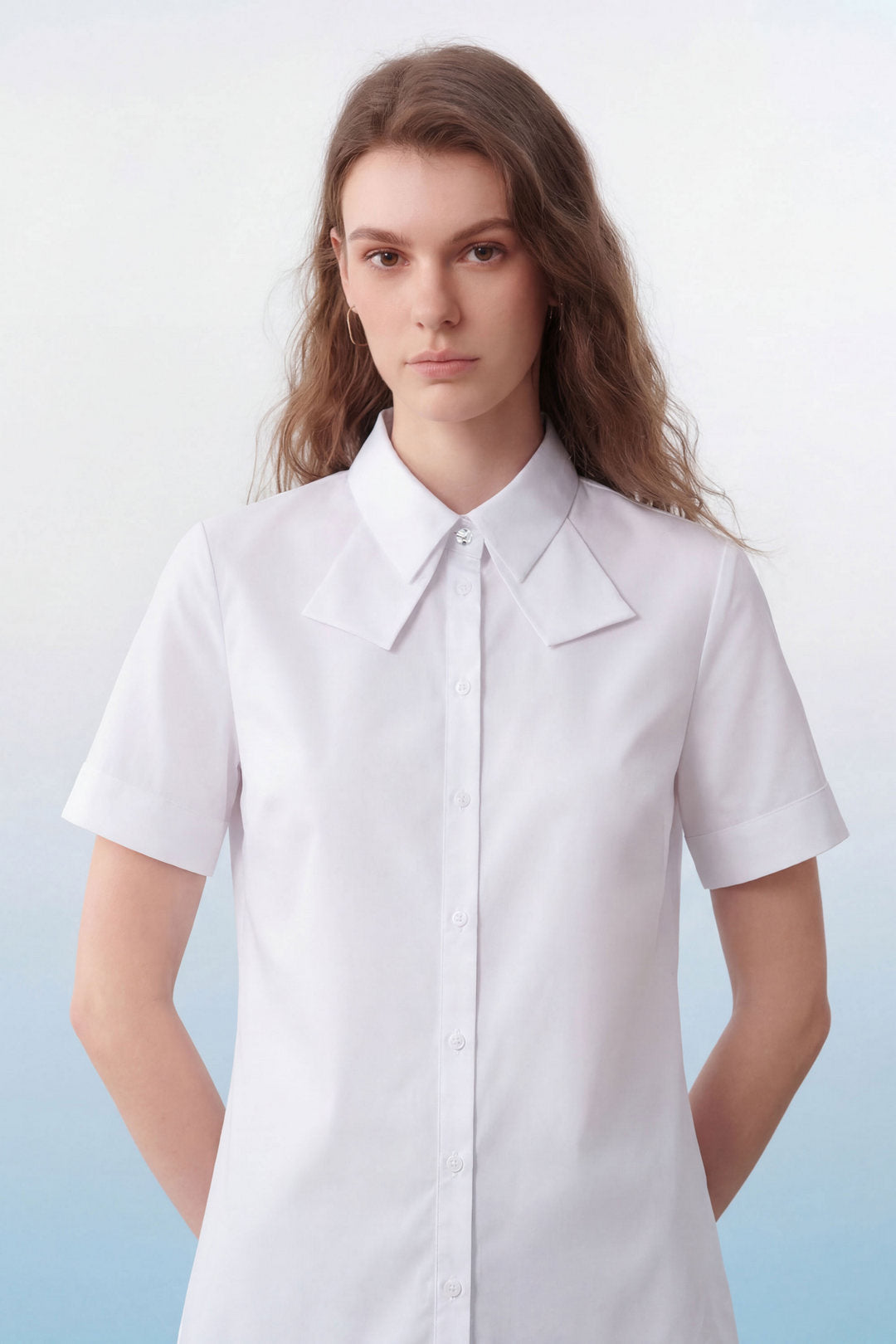 G2000 WOMAN-easy-ironing-shirt-collar-short-sleeve-dress-shirt-61223783-White