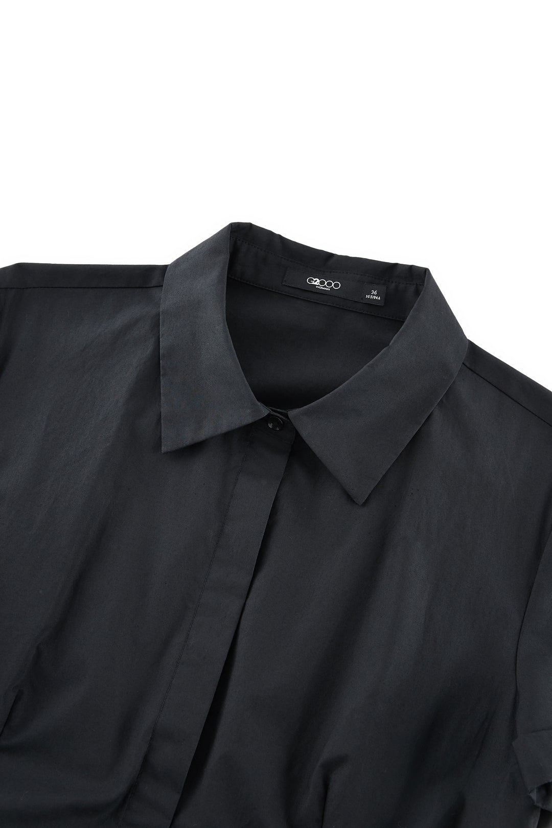 100% Cotton Shirt Collar Dress With Shirt Collar Bubble-Hem Dress