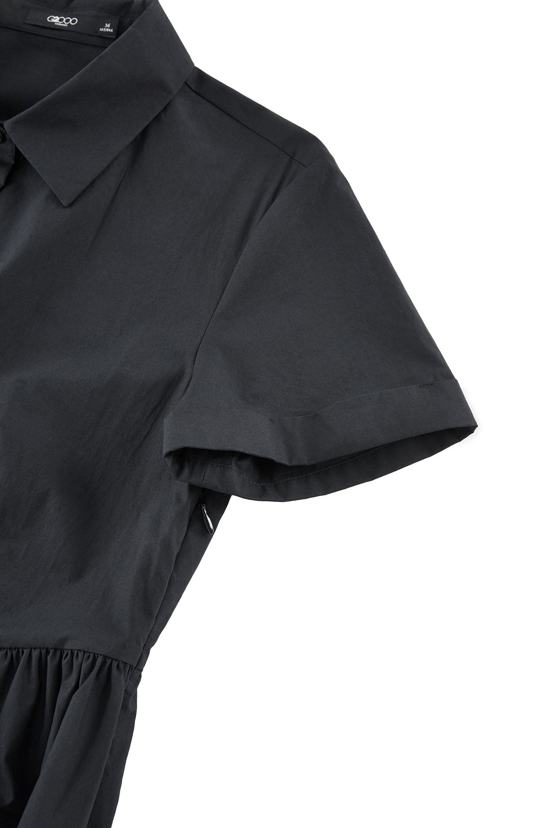 100% Cotton Shirt Collar Dress With Shirt Collar Bubble-Hem Dress