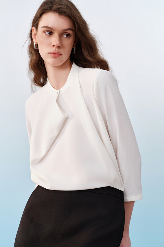 G2000 WOMAN-uv-protection-stand-collar-blouse-61241440-White