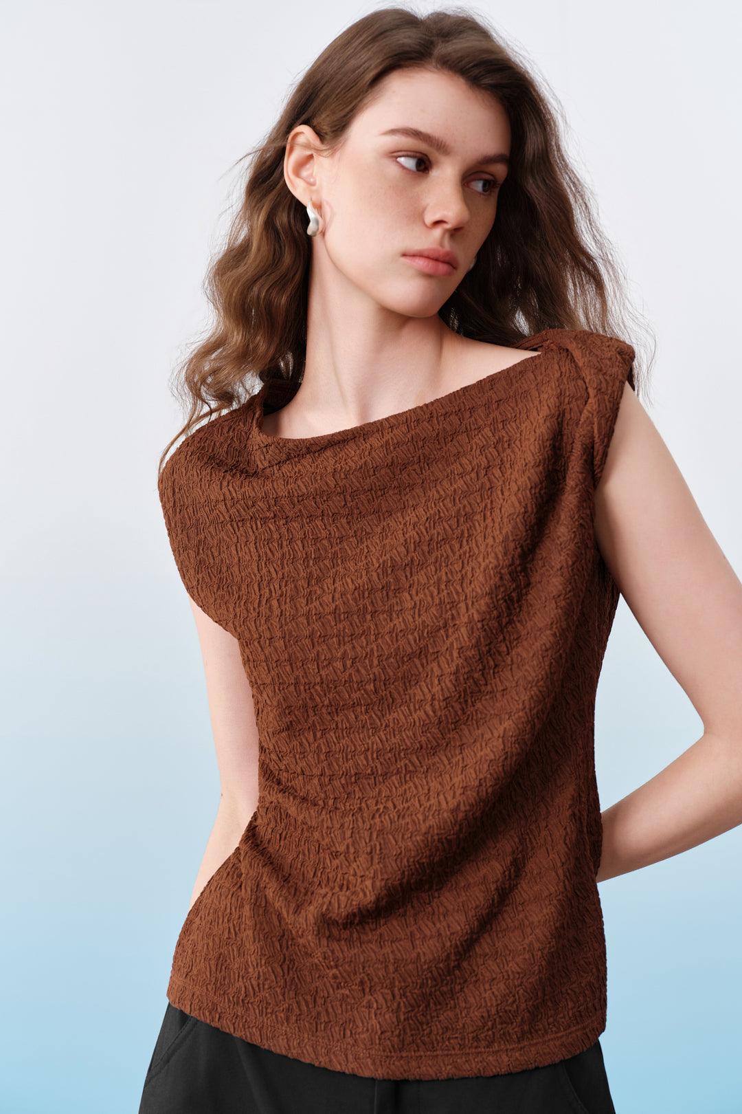 G2000 WOMAN-irregular-neckline-cut-and-sew-top-61241701-Brown