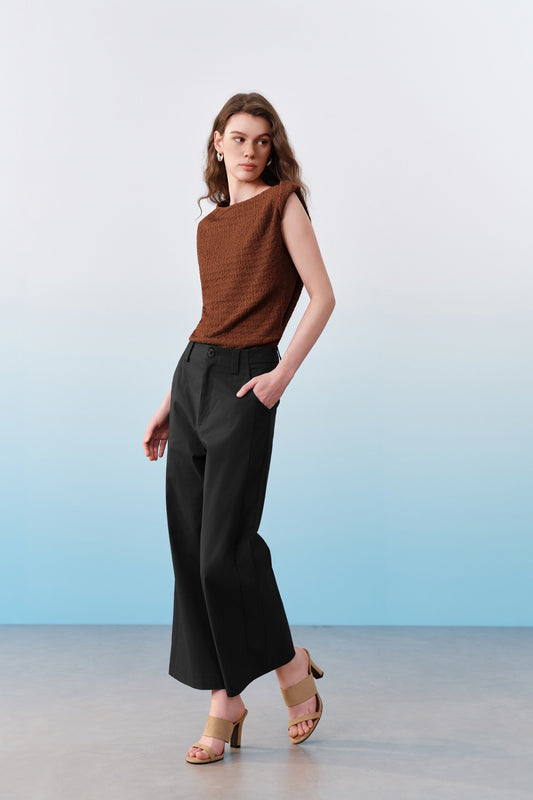 不規則領口無袖切駁衫