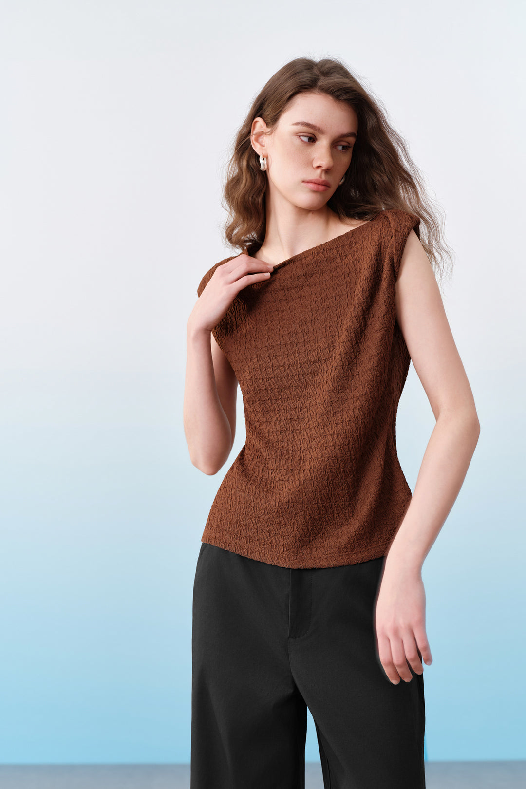 Irregular Neckline Cut and Sew Top