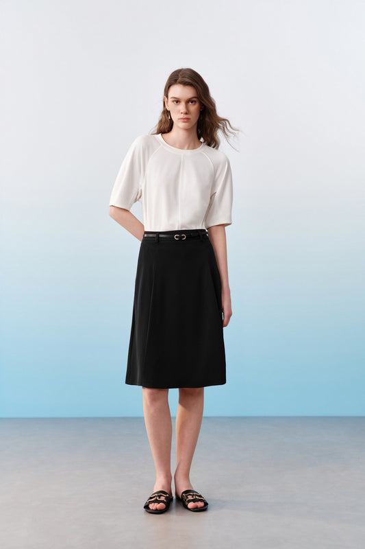 圓領中袖切駁衫