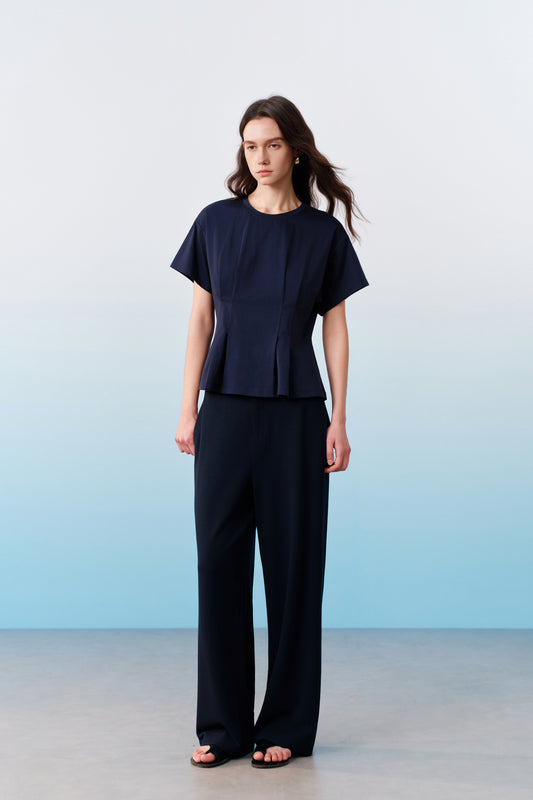 Round Neck 圓領切駁衫