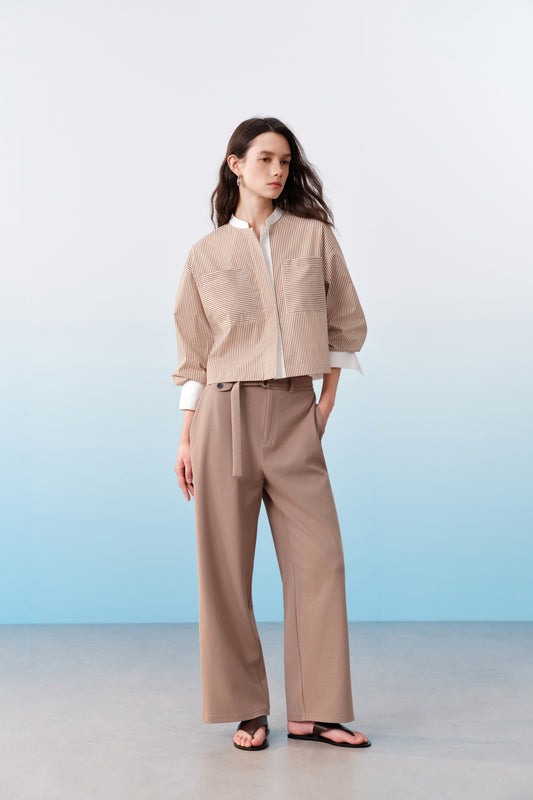 G2000 WOMAN-straight-leg-casual-pants-with-self-fabric-belt