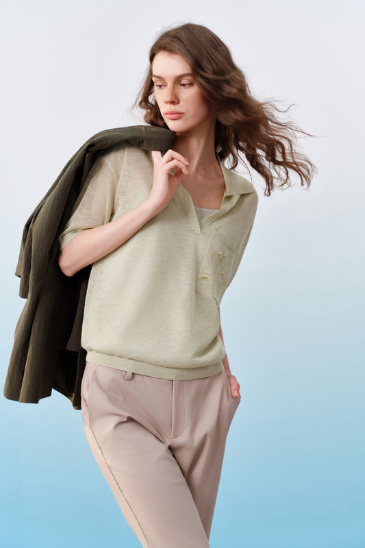 G2000 WOMAN-machine-washable-polo-neck-knit-sweater-61276015-Green