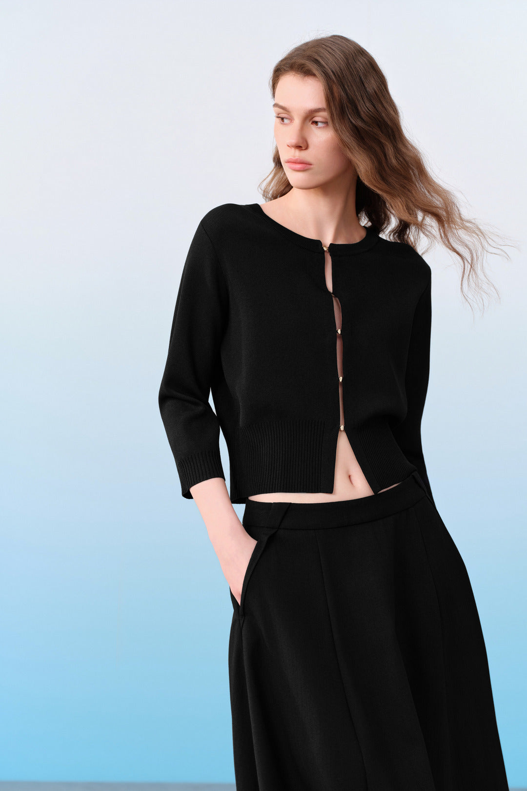 Machine Washable | Ribbed Round Neck 羅紋圓領針織外套